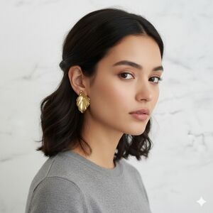 Stainless Steel Gold Leaf Earrings